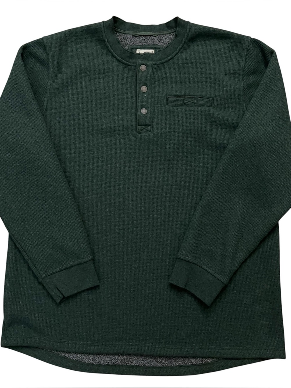 L.L. Bean Katahdin Iron Works Bonded Waffle Fleece Henley Mens XL Tall Green